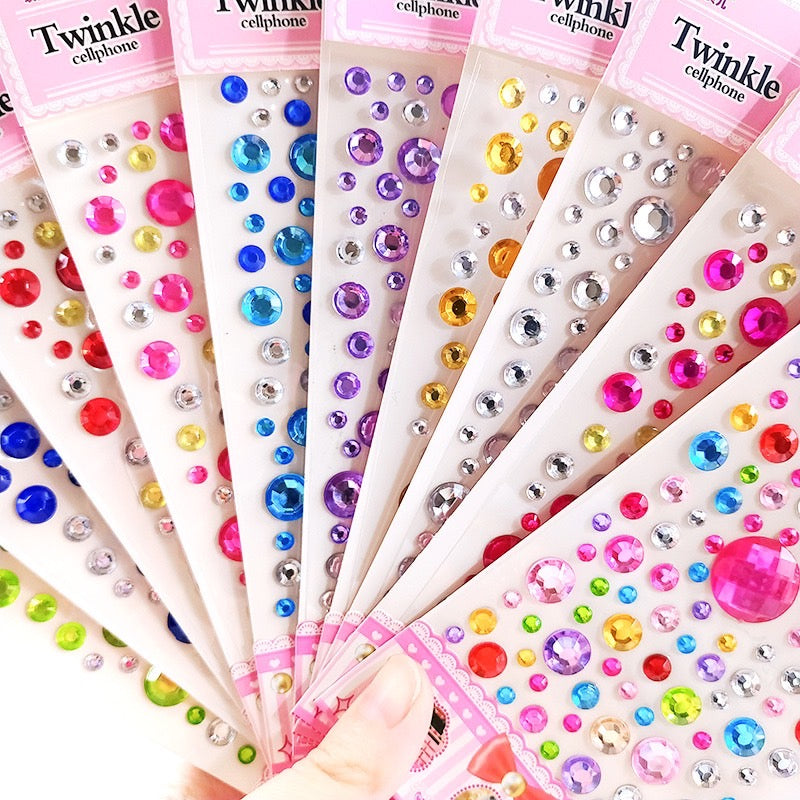 1 Sheet Sticker Rhinestones Acrylic Beads Scrapbooking Car Book Memo Decoration - Kids Toy DIY Art Craft - Style B