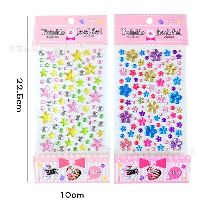 1 Sheet Sticker Rhinestones Acrylic Beads Scrapbooking Car Book Memo Decoration - Kids Toy DIY Art Craft - Style C