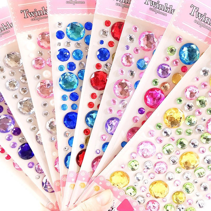 1 Sheet Sticker Rhinestones Acrylic Beads Scrapbooking Car Book Memo Decoration - Kids Toy DIY Art Craft - Style C