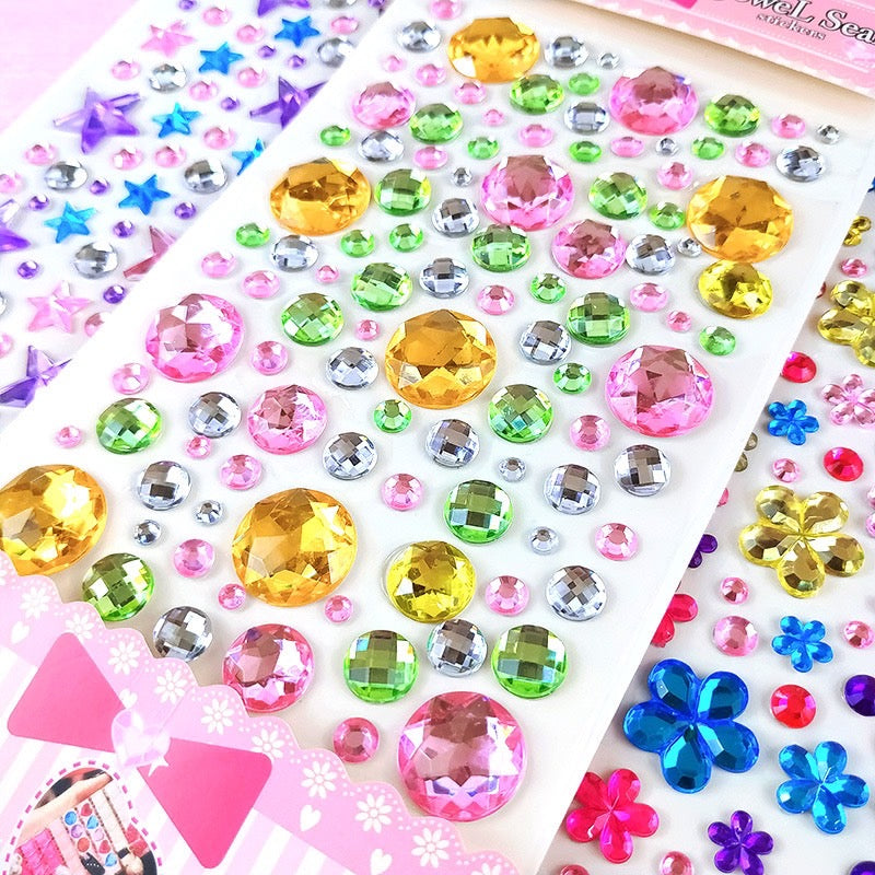 1 Sheet Sticker Rhinestones Acrylic Beads Scrapbooking Car Book Memo Decoration - Kids Toy DIY Art Craft - Style C