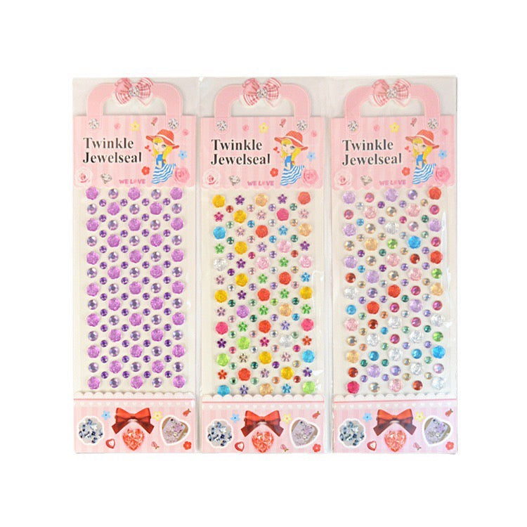 1 Sheet Sticker Rhinestones Acrylic Beads Scrapbooking Car Book Memo Decoration - Kids Toy DIY Art Craft - Style E