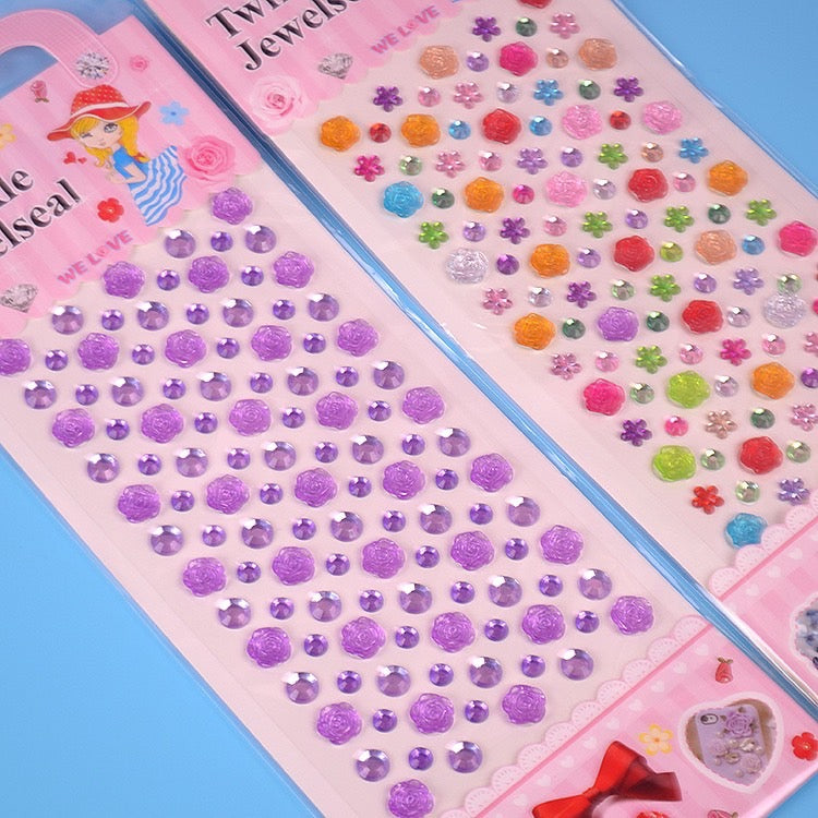 1 Sheet Sticker Rhinestones Acrylic Beads Scrapbooking Car Book Memo Decoration - Kids Toy DIY Art Craft - Style E