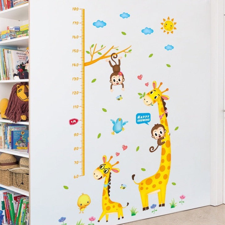 Cartoon Height Measure Wall Sticker For Kids Rooms - Child Growth Ruler Stickers Gauge Growth Chart School Decals Nursery Bedroom