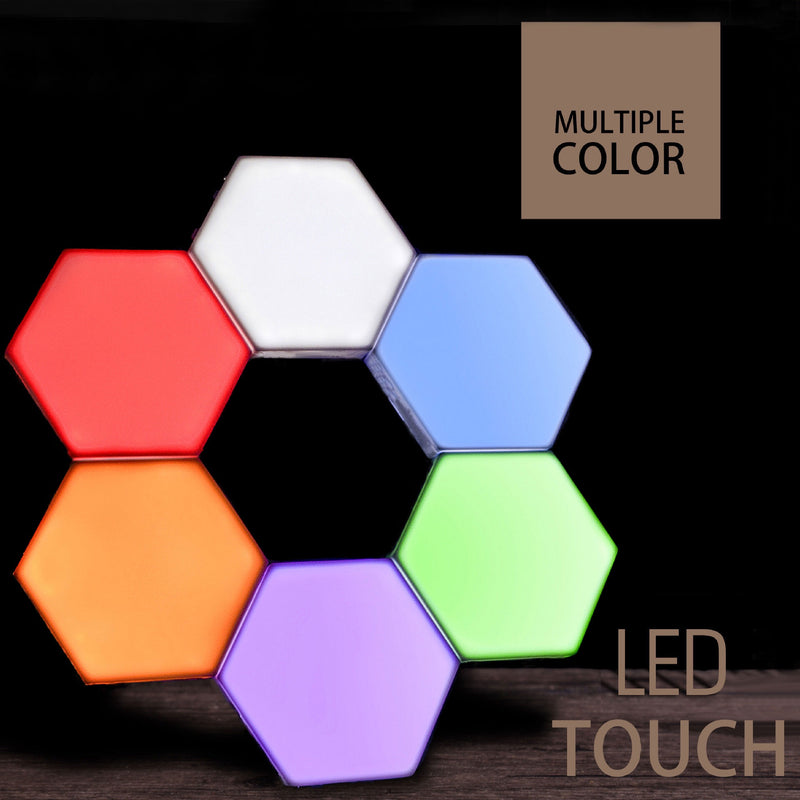 Hexagon Lights - RGB Colors - Honeycomb Led Wall Lights - DIY Modular Touch Lamp - Quantum Night Light for Home Office Hotel Bar Festive Gift,（5 pcs）