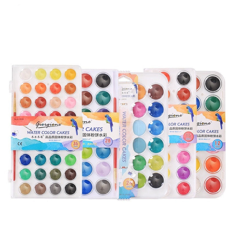 Professional 24 Colors Solid Watercolor Paints Set - Watercolor Pigment Set Art Supplies
