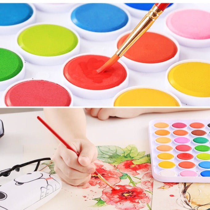 Professional 24 Colors Solid Watercolor Paints Set - Watercolor Pigment Set Art Supplies