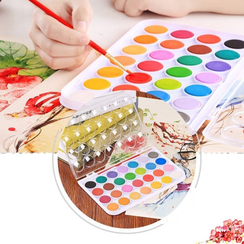 Professional 24 Colors Solid Watercolor Paints Set - Watercolor Pigment Set Art Supplies