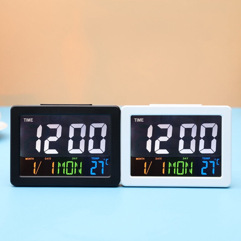 Atomic Alarm Clock - Large Color Display Digital Desk Clock - With Temperature Calendar - Perfect Office Clock Or Nightstand Clock