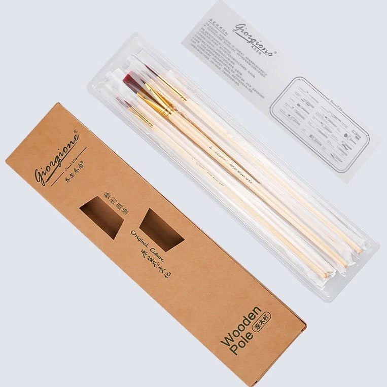 8 Pcs Nylon Hair Wooden Handle Watercolor Paint Brush Pen Set - DIY Oil Acrylic Painting Art Paint Brushes Draw Supplies