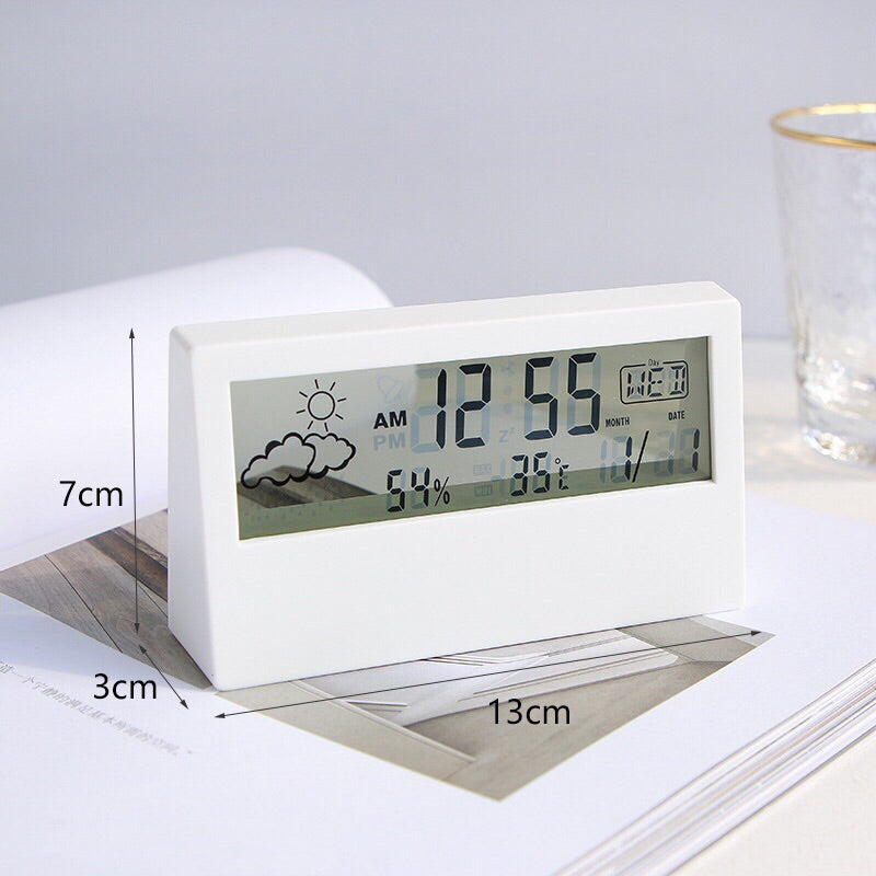 Alarm Clock LED Digital USB/AAA Powered - Table Watch With Temperature Humidity Snooze Electronic Desk Clock