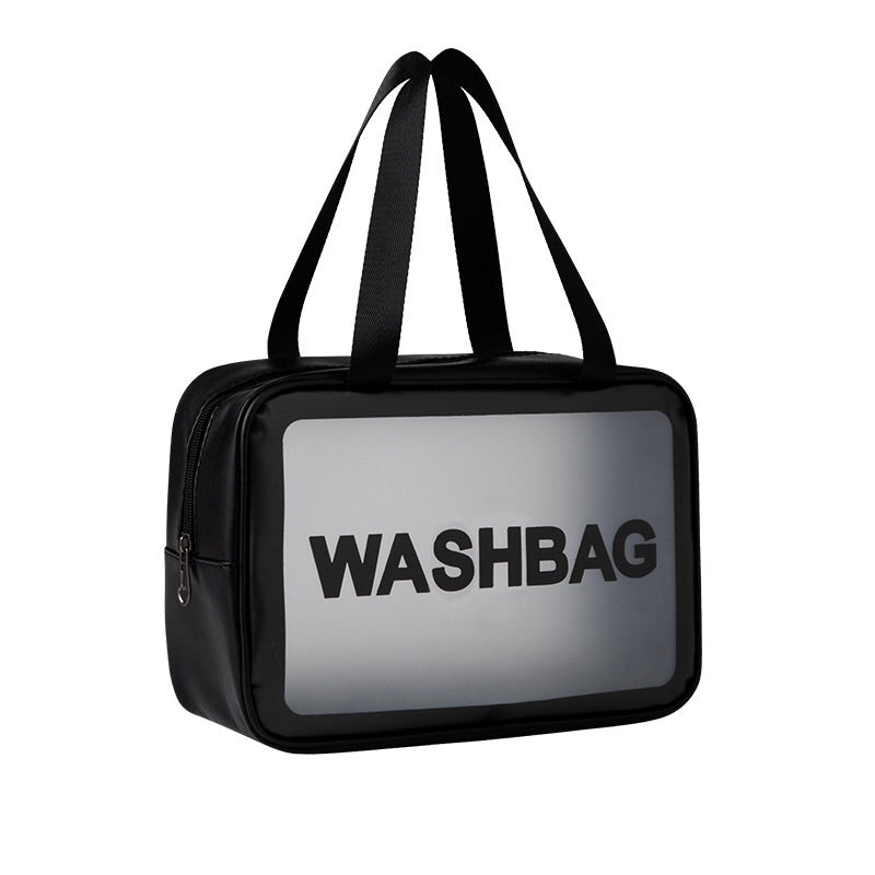 Large Capacity PVC Clear Cosmetic Bag - Travel Toiletry Bag - Wash Bag - Gym Bag (Black, M)