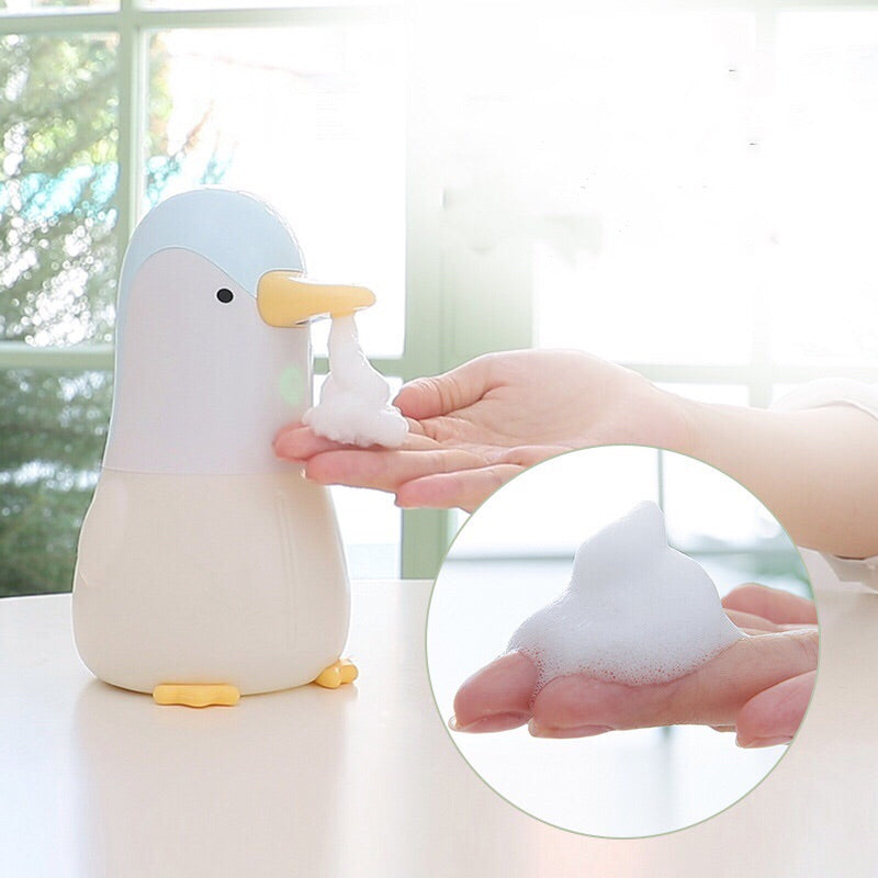 Automatic Soap Dispenser - Foaming Touch-less Hand Soap Dispenser for Kids - IPX6 Waterproof Cute Penguin Foam Sanitizer Dispenser for Bathroom Counter top