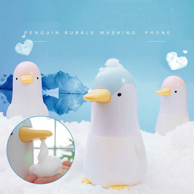 Automatic Soap Dispenser - Foaming Touch-less Hand Soap Dispenser for Kids - IPX6 Waterproof Cute Penguin Foam Sanitizer Dispenser for Bathroom Counter top