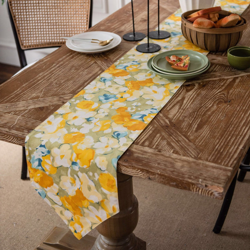 Yellow  Flowers Fabric Pastoral - Home Table Runners - Banquets - Parties & Celebrations - Table Decorations