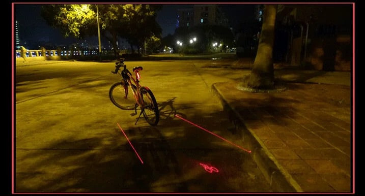 2 Laser+5 LED Rear Bike Bicycle Tail Light Beam - Safety Warning Red Lamp Cycling Light - Bicycle Accessories