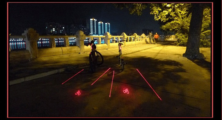2 Laser+5 LED Rear Bike Bicycle Tail Light Beam - Safety Warning Red Lamp Cycling Light - Bicycle Accessories