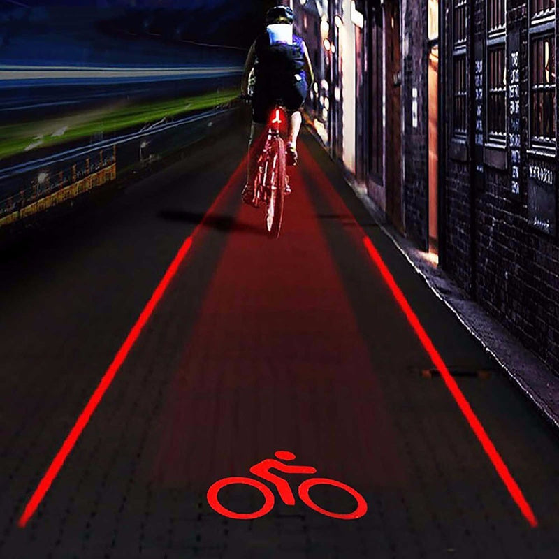 2 Laser+5 LED Rear Bike Bicycle Tail Light Beam - Safety Warning Red Lamp Cycling Light - Bicycle Accessories