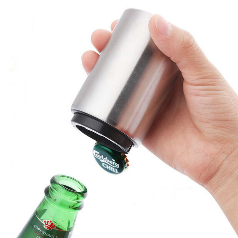 Automatic Bottle Opener - No Damage to Cap - Fun Bartender Tool - Push Down Decapitator Bottle Cap Opener