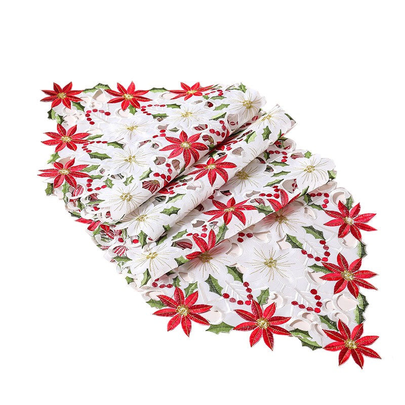 Christmas Table Runner - Embroidered Table Runner - Table Linens for Christmas Decorations