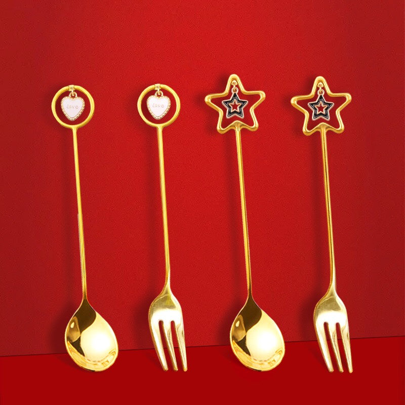 Love Star Coffee Spoon - Creative Golden Dessert Spoon - Premium Food Grade Stainless Steel