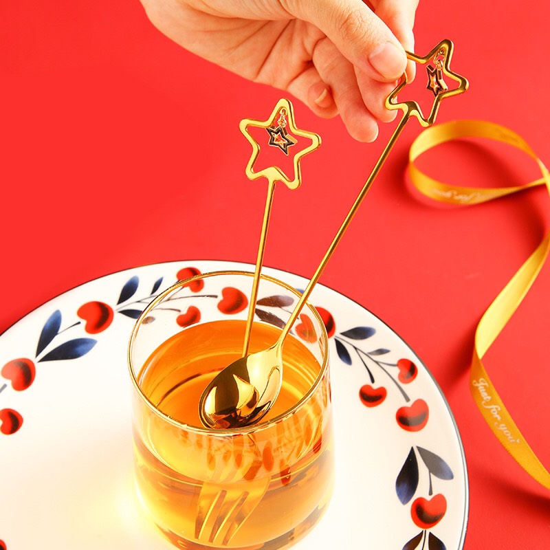 Love Star Coffee Spoon - Creative Golden Dessert Spoon - Premium Food Grade Stainless Steel