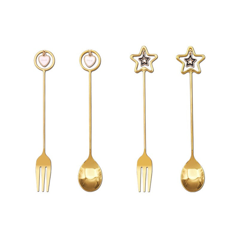 Love Star Coffee Spoon - Creative Golden Dessert Spoon - Premium Food Grade Stainless Steel