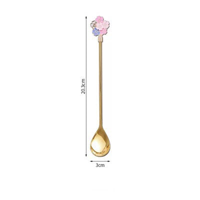 Cherry Blossom Coffee Spoon - Creative Golden Dessert Spoon - Premium Food Grade Stainless Steel