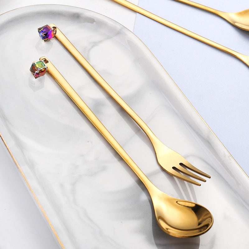 Pendant Coffee Spoon - Creative Gold Dessert Spoon - Premium Food Grade Stainless Steel - Pack of Two