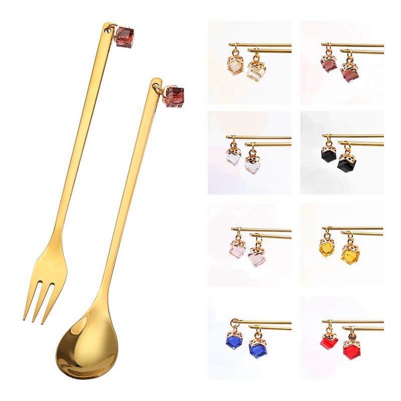 Pendant Coffee Spoon - Creative Gold Dessert Spoon - Premium Food Grade Stainless Steel - Pack of Two