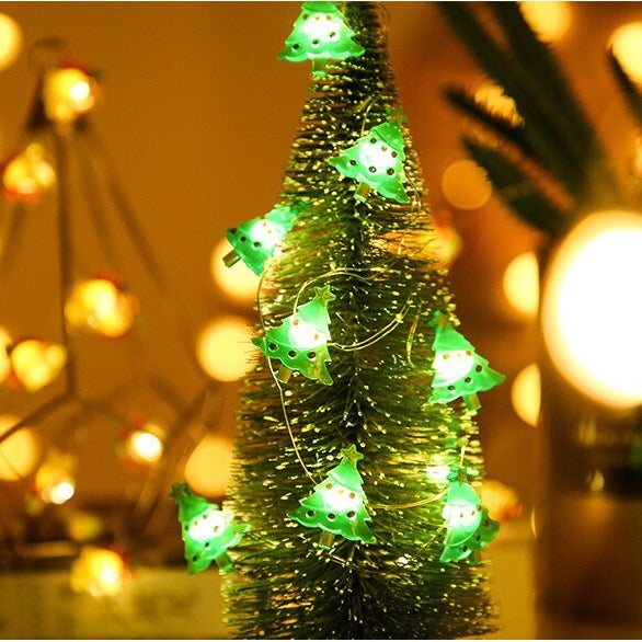 Christmas Decoration Lights -  Christmas Theme Fairy Lights with 30 LED Santa Claus - Socks - Christmas Trees - Bell - Snowman - Battery Powered - for Indoor and Outdoor