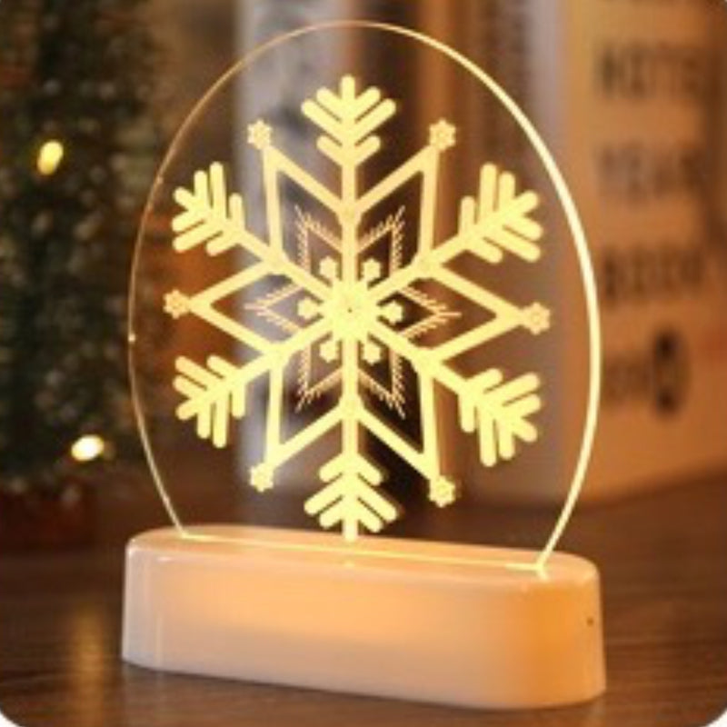 3D Christmas Night Lights - Battery / USB Powered - Bedside Lamp for Bedroom Desk Lamp Fireplace Table Ornaments Home Christmas Decorations and Gift for Kids