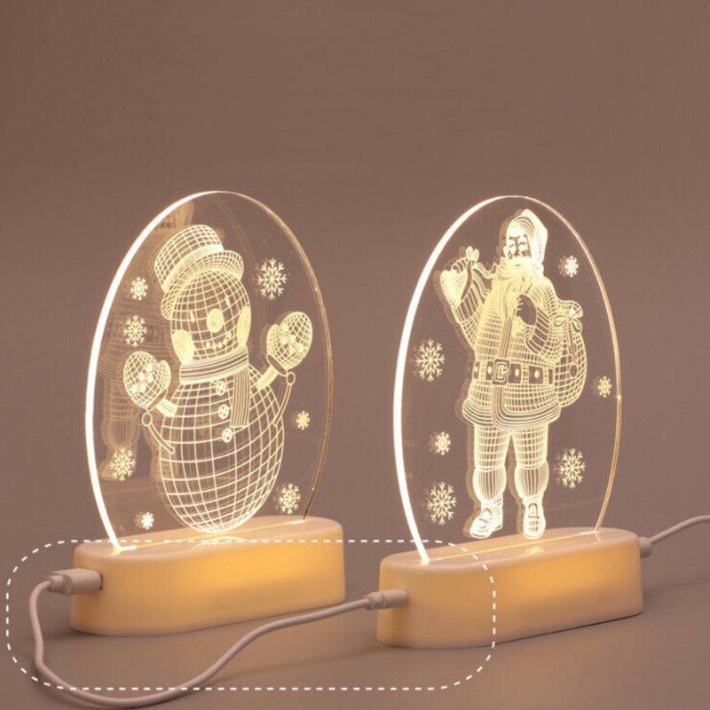3D Christmas Night Lights - Battery / USB Powered - Bedside Lamp for Bedroom Desk Lamp Fireplace Table Ornaments Home Christmas Decorations and Gift for Kids