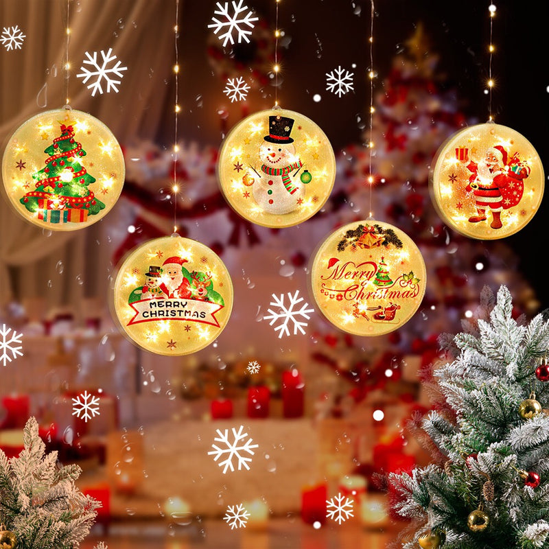 Christmas Lights LED Lights String - Color Print Disc Hanging Lamp Room Decorative Lights