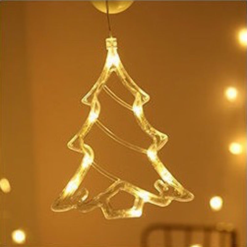 Window Lights - Christmas Window Suction Cup Lights -  Window Hangings String Light - Star / Snowflakes / Christmastree  Sucker Hangings Light for Holiday Party (Warm White)