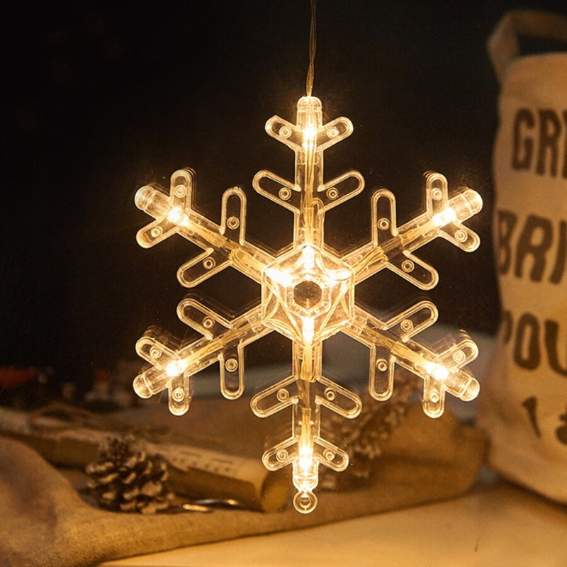 Window Lights - Christmas Window Suction Cup Lights -  Window Hangings String Light - Star / Snowflakes / Christmastree  Sucker Hangings Light for Holiday Party (Warm White)