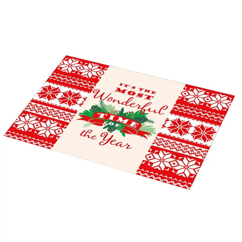 Christmas Placemats - PVC Place Mat for Dining Table -  Easy to Clean Heat Insulation Mats