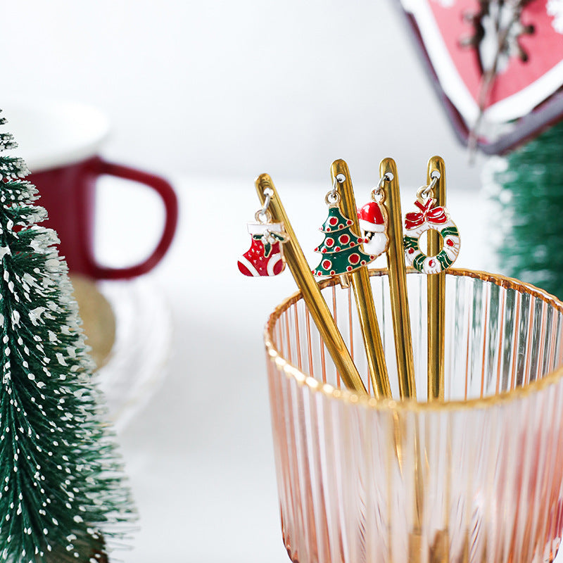 Christmas Spoon Fork with Gift Box - Creative Coffee Spoon Teaspoon - Stainless Steel Spoon Christmas Tableware - Christmas Spoon Fork Set