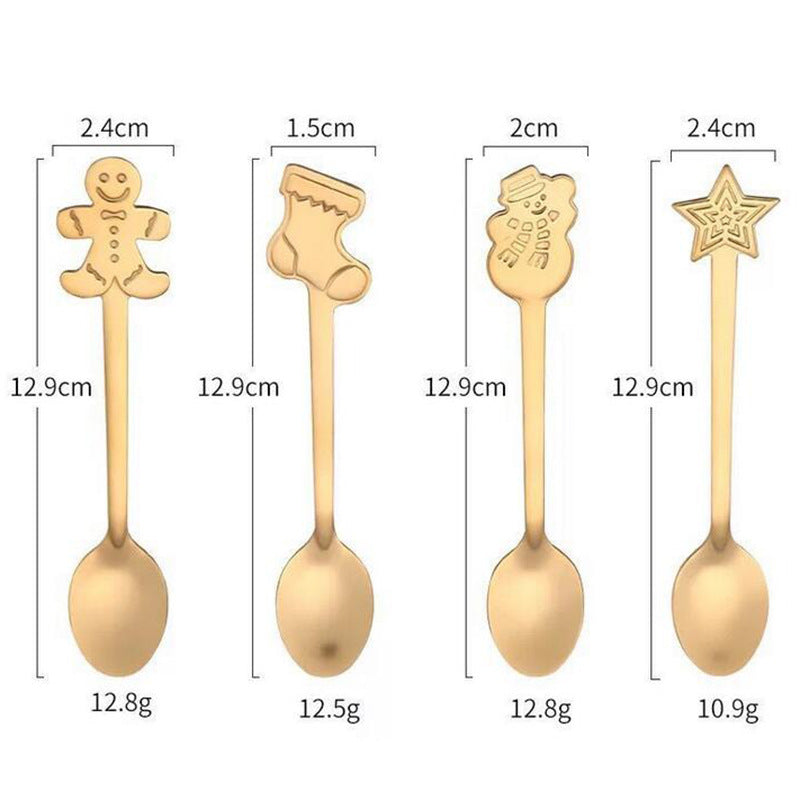Christmas Spoons with Gift Packing Box - Creative Coffee Spoon Tea Spoon Soup Spoon - Stainless Steel Spoons for Christmas Tableware - Christmas Spoon Set, Dessert Cake Ice Cream Spoons