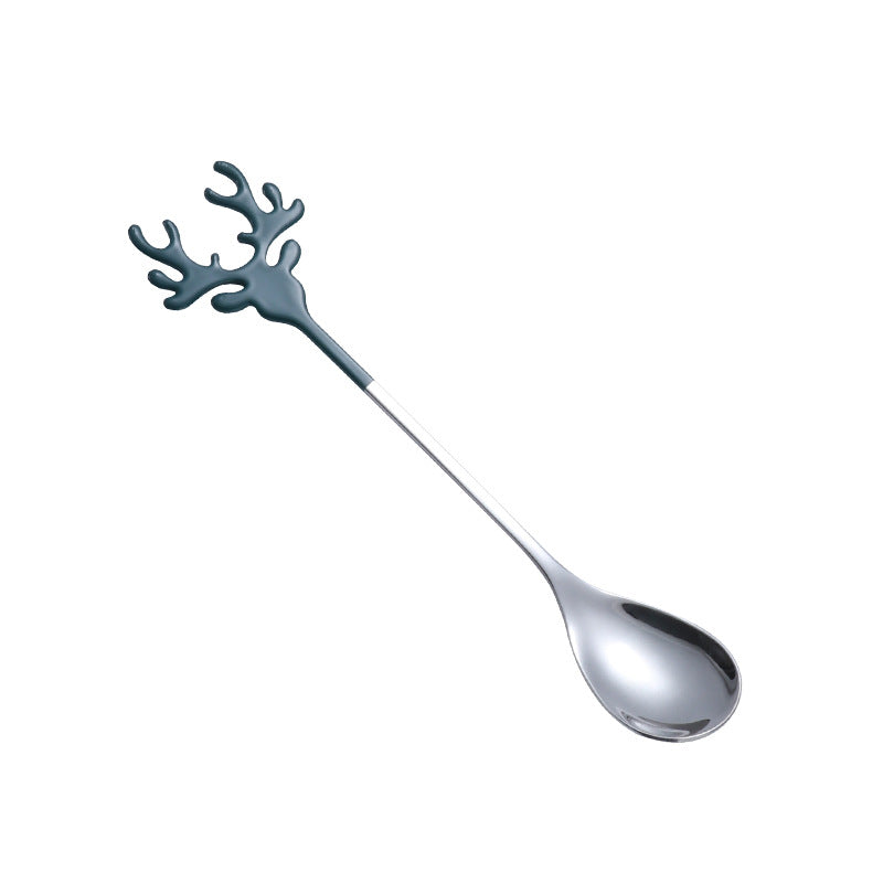 Christmas Elk Stainless Steel Coffee Stir Spoon - Gift Box with 2 Spoons