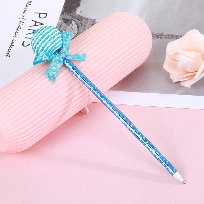 Funny Hand-knitted Pen - Spherical Lollipop Style - 0.5 mm Blue Ballpoint Pen ( One Piece )