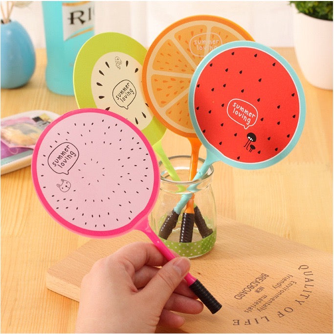 Creative Fruit Fan Pen  - Hard Plastic - Two Types of Usage - Fan & 0.5 mm Blue Ballpoint Pen ( One Piece )