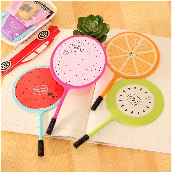 Creative Fruit Fan Pen  - Hard Plastic - Two Types of Usage - Fan & 0.5 mm Blue Ballpoint Pen ( One Piece )