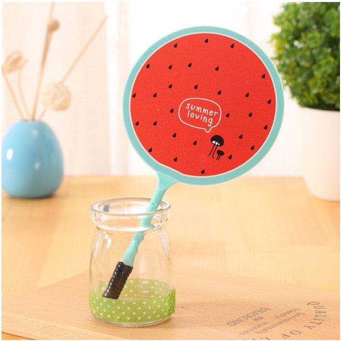 Creative Fruit Fan Pen  - Hard Plastic - Two Types of Usage - Fan & 0.5 mm Blue Ballpoint Pen ( One Piece )