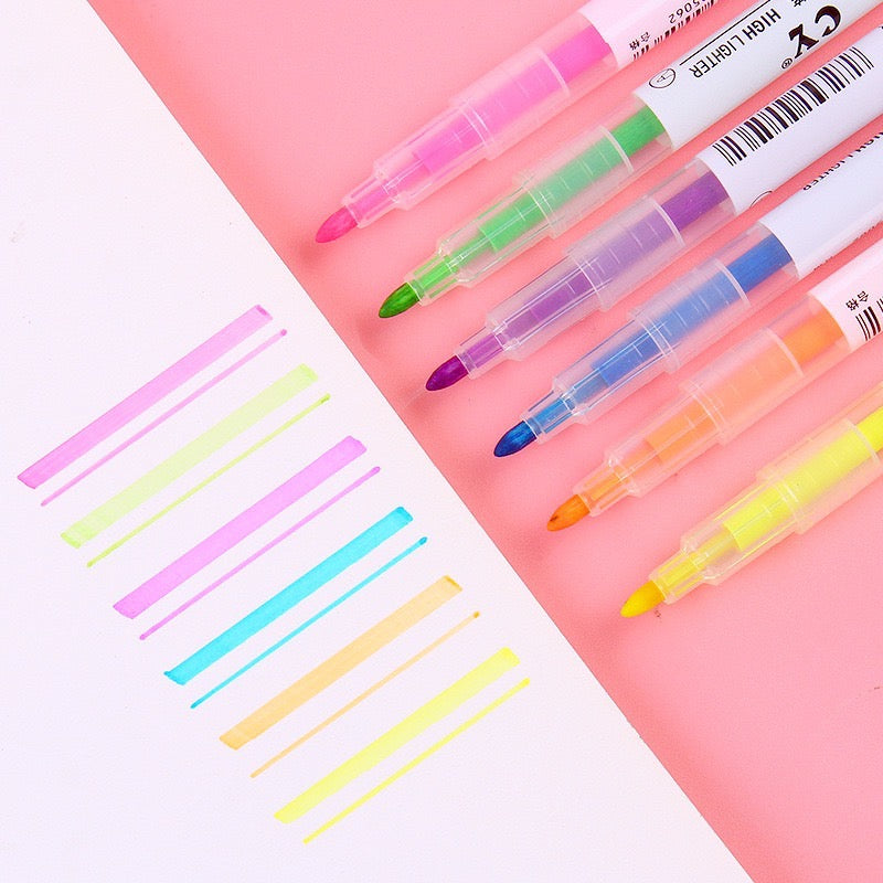 3/6 PCS Highlighter Pen Set - Double Headed - Fluorescent Marker Pen