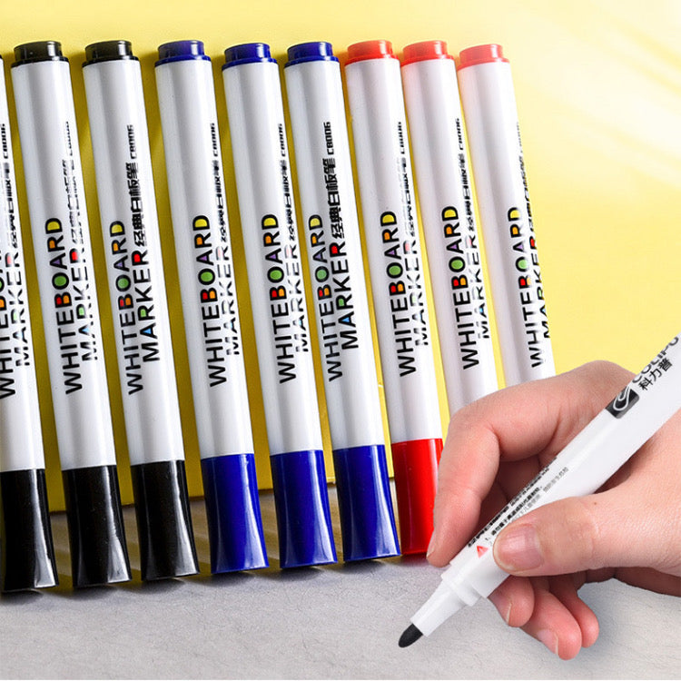 Erasable Whiteboard Marker Pen - Round Fiber Nib - Black/ Blue/ Red ( One Piece )