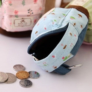 Small Coin Purse Change Wallet - Floral Style - Lovely Cloth Bag - Metal Clasp Easily Hang On Other Bags