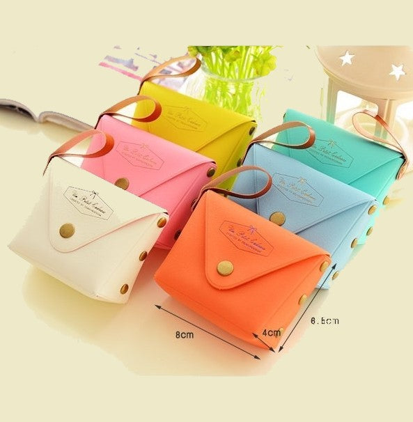 Small Coin Purse Change Wallet - Candy Color - PU Leather Waterproof