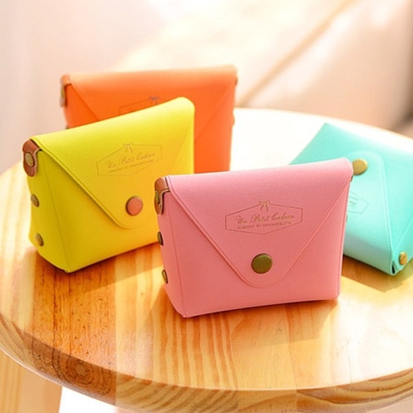 Small Coin Purse Change Wallet - Candy Color - PU Leather Waterproof