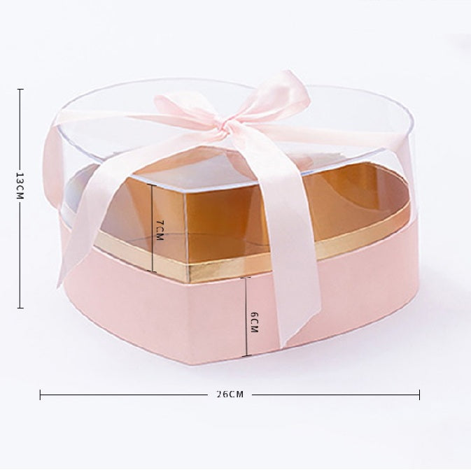 Gift Box - Transparent Acrylic Flower Box -  Heart Shape One Piece for Wrapping Gifts