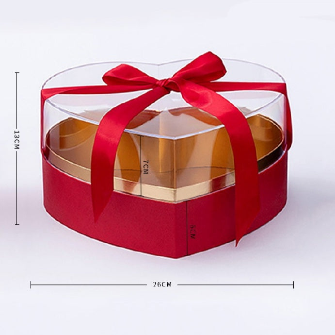 Gift Box - Transparent Acrylic Flower Box -  Heart Shape One Piece for Wrapping Gifts